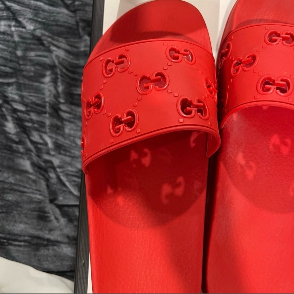 Gucci Red Bow Slide Sandals